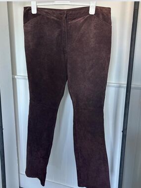 Brown Suede Straight-Leg Pants #120